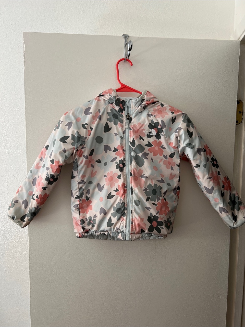 The North Face Floral Hooded Raincoat - Pink & Gray